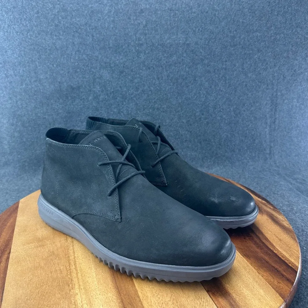 Cole Haan Grand Plus Chukka Mens Size 11 Black Nubuck Leather Boot C36921 New